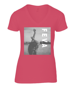 Ladies Sheer V Neck T-Shirt: FEVA CHILL