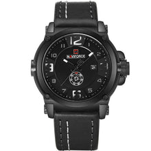 WatchFEVA: Men's luxury sport quartz-watch, leather strap, waterproof.