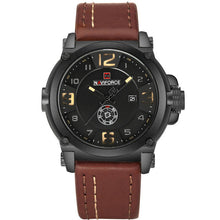 WatchFEVA: Men's luxury sport quartz-watch, leather strap, waterproof.